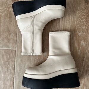 Women's Cream Platform Boots